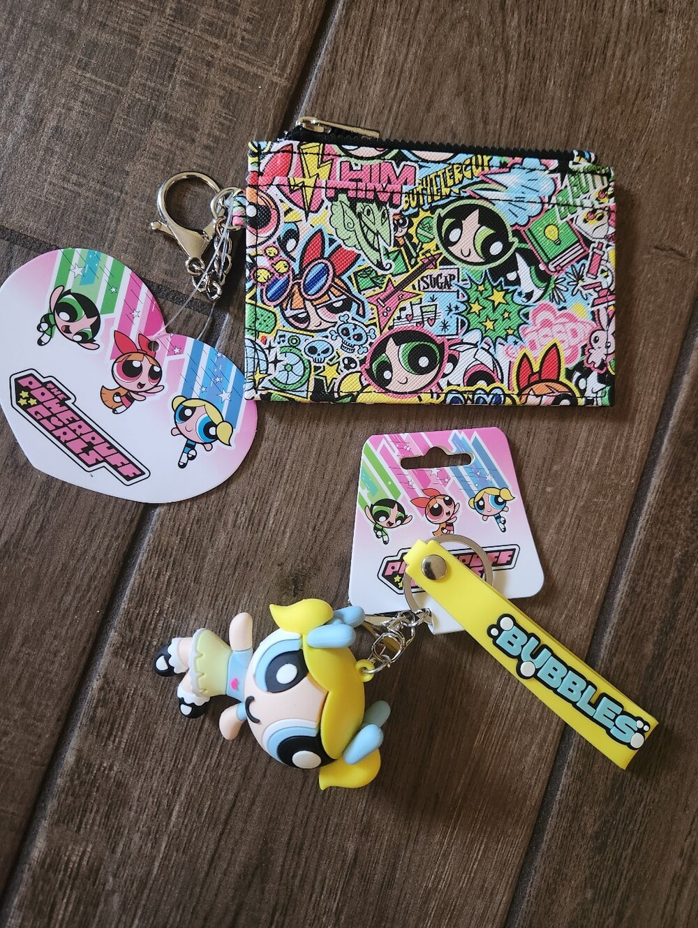 Power Puff Girls Bubbles Keychain & Graphic Cardholder - Yellow Accent